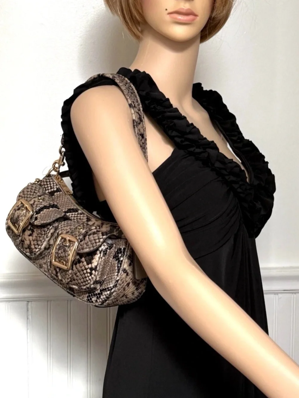 Coach NWOT Ashton Snakeprint Convertible Shoulder Crossbody Bag in Mushroom